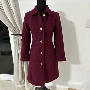 J. Crew Wool-Blend Lined Lady Day Coat Long Sleeve Red Size 0 NWT
